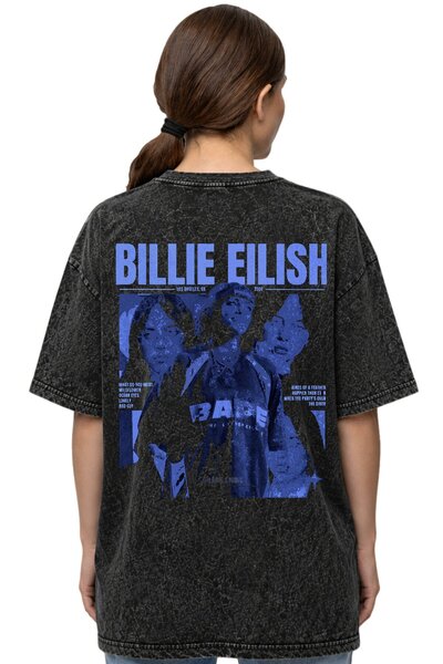 SEVBANO Billie Eilish Singer Printed Unisex Oversized Vintage Washed T-Shirt