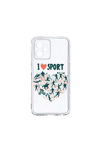 bestcase Прозрачен силиконов калъф 2ММ, съвместим с Realme C35, Обичам спорта...