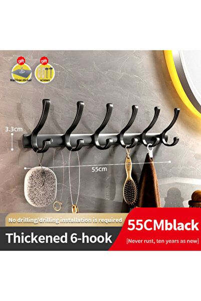Choice11 thicken Black 6 hook YUNJIEYA Black/ Grey Bathroom Door Hooks Clothe...