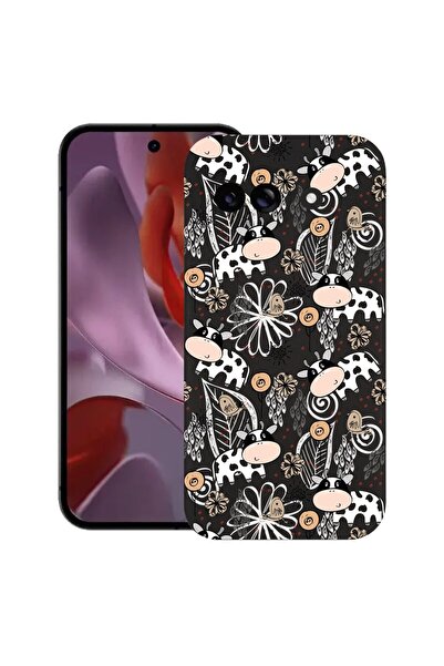 bestcase Калъф за Google Pixel 9a, с десен на крава, тънък силиконов 0.8ММ, у...