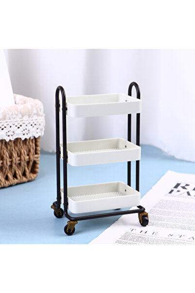 Choice1 Beige 1:12 Dollhouse Miniature Trolley Dining Cart With Wheels Storag...