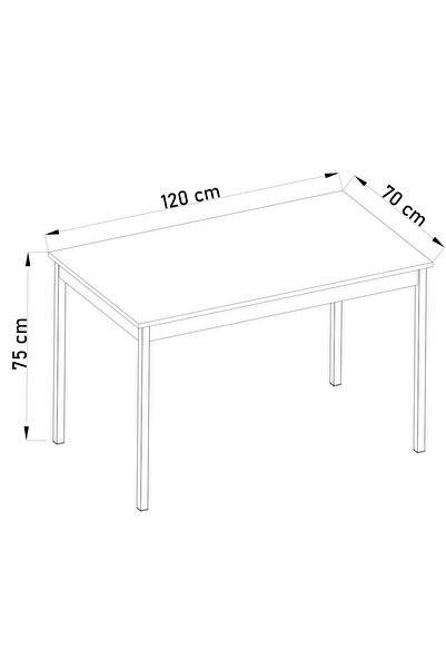 DEKORFİM DF01113 Dekoratif Mutfak Masası 120x70 4-6 Kişilik Şık, Modern, Metal Ayaklı Salon Yemek Masası
