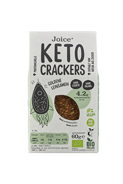 Joice Biscuiți Keto Organici cu Semințe de In Aurii 60 g