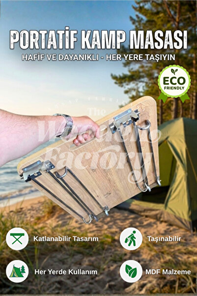 Wooden Factory Metal Kilit Ayaklı Katlanabilir Kamp Masası 45x60 cm Portatif ...