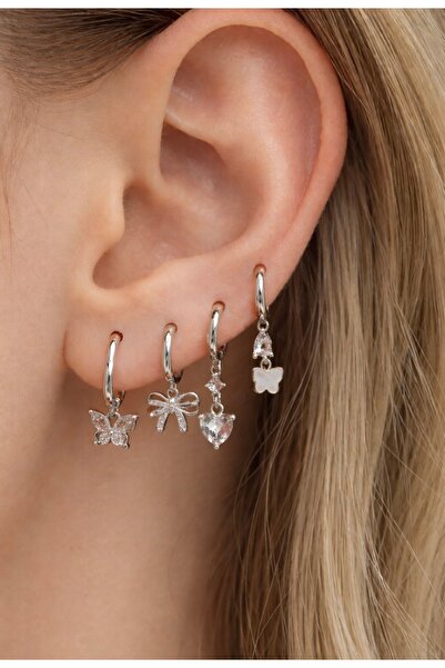 XUPING JEWELRY Silver Çoklu Çelik Küpe Seti