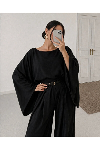 Ekim Store Bat Sleeve Oversize Blouse Pants Set