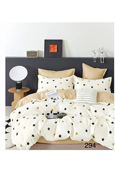 East Comfort Set de lenjerie de pat Finet 6 piese, Pat dublu, Crem/Bej cu ste...