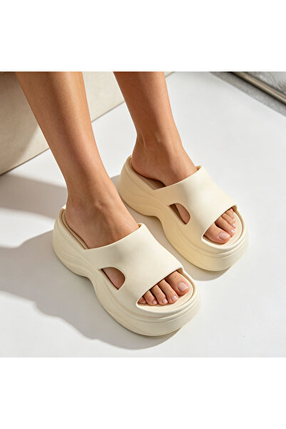 Tmall Women's Slippers, Foam, Lightweight, PD1113, Beige