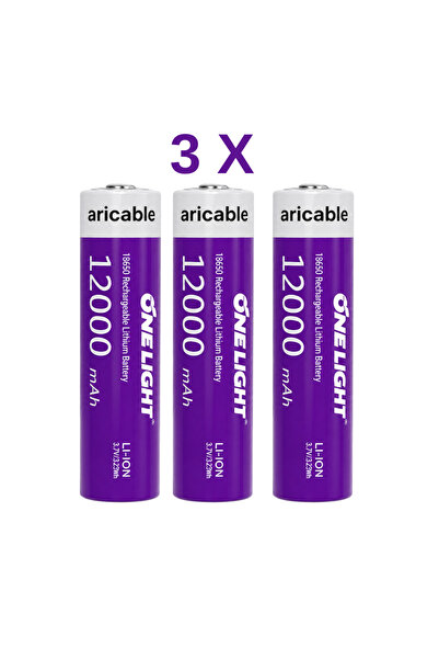 farissu 18650 Şarjlı Li-ion Pil 3.7V 12000mAh Yazılı 39 Gram Güçlü Batarya 3 ...