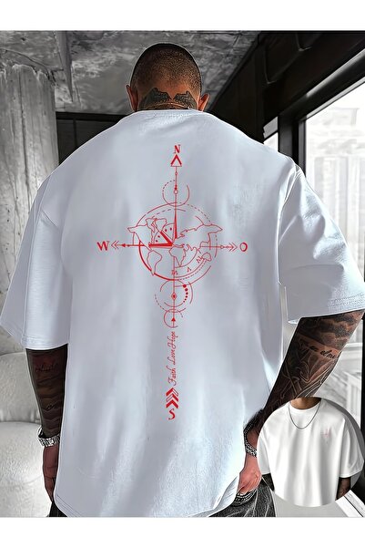 PAVRO Unisex Άνετο T-shirt με μικτό σχέδιο και στάμπα