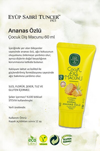 Eyüp Sabri Tuncer 4'lü Set Çocuk Diş Macunları 60 ml, Rosie Hediye