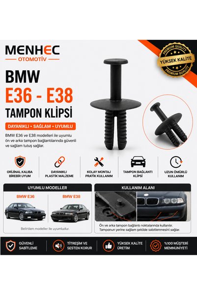 Menhec Otomotiv BMW E36 E38 Tampon Klipsi – Ön Arka Tampon Bağlantı Sabitleme...