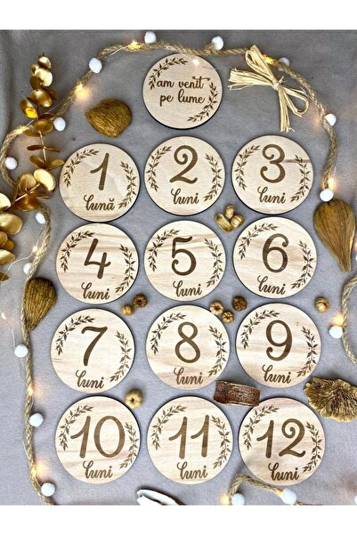 evdeco Decorațiune din lemn decorativă pentru bebeluși de 12 luni