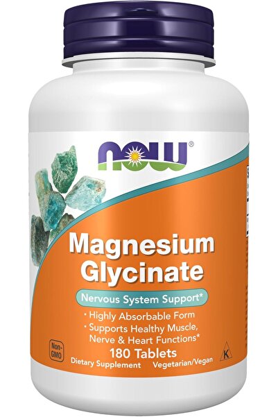 Now Foods, Magnesium Glycinate, 180 Tablets (100 mg per Tablet) Usa Menşeii