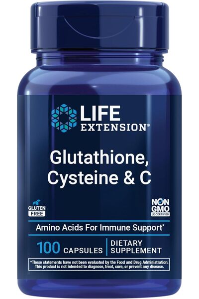 Life Extension Glutathione, Cysteine & C, 500 mg of Vitamin C, Powerful antio...