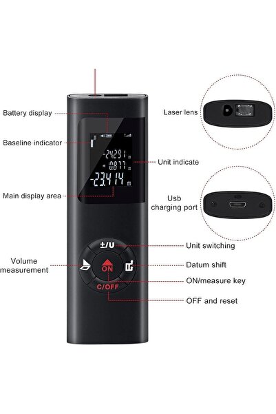 Generic Laser Measurement Tool, 131ft/40M Portable Digital Laser Distance Met...