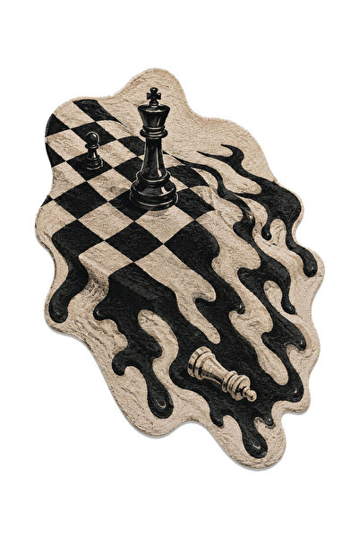 Rugs Modern Halı SDT Sanatsal İllüzyonlu Satranç Desenli Krem Tonlu Soyut Dok...