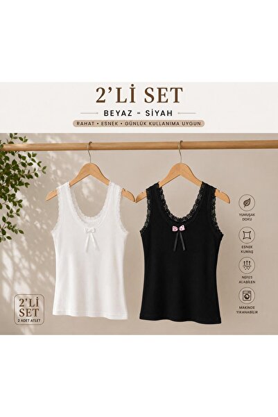 Merzu kadın pamuklu esnek pamuklu atlet 2 li set