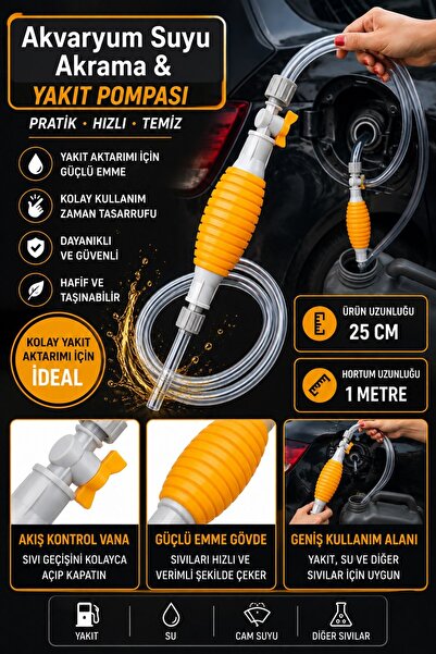 Neler Geldi Neler MANUEL Sıvı Aktarma Pompası 1 Metre Hortumlu Mazot Benzin Y...