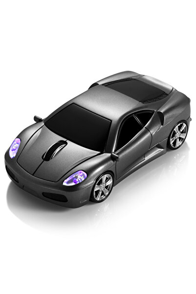 Zilvana Spor Araba Tasarımlı Gri Kablosuz Mouse USB Dongle Alıcılı