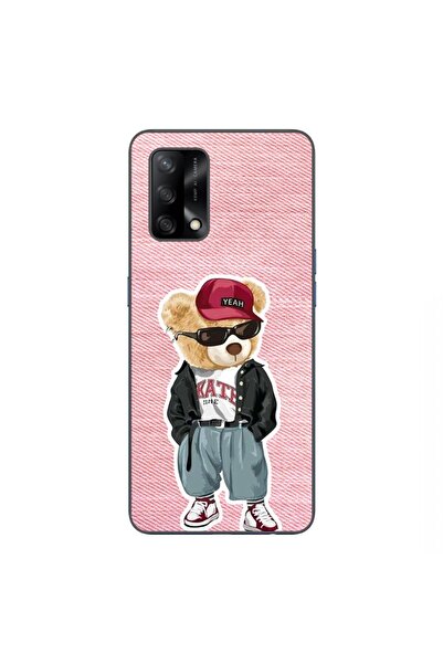 OEM Калъф, съвместим с Oppo A74 4G, силиконов гел TPU модел, розова мечка с д...