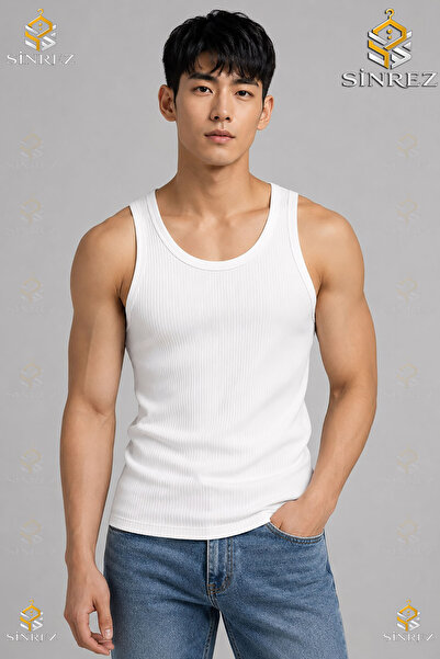 SİNREZ Men's Halter Neck Lycra Sports Singlet Krm Mannequin