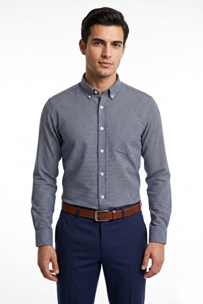 KAMER Men's Classic Single Pocket Long Sleeve Shirt 4074 Bgl-St05491