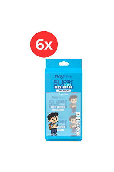 DOYFRESh 6x Șervețele umede de buzunar MINI ALBASTRE 8x8 bucăți