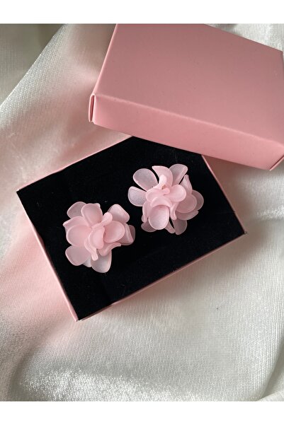 Ezremu Store Toz Pembe Akrilik Çiçek Küpe