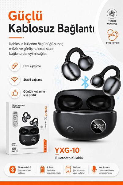 Genel Markalar Kulak Üstü Klipsli Kablosuz Stereo Kulaklık Dokunmatik Kontrol...