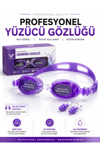 Janissary 1600 Yüzücü Gözlüğü – Kulak Tıkacı Hediyeli, Anti Fog, UV Korumalı,...