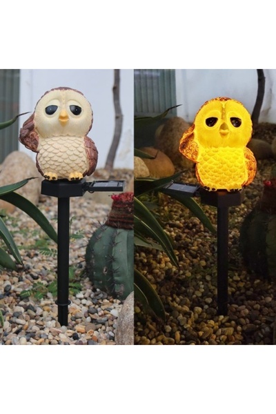 BaoBao Lampă solară decorativă LED de grădină în formă de bufniță, din plasti...