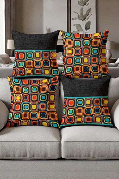 Dolce Mariee Digital Printed Soft Textured 4-Piece Throw Pillow Cover Set Krl...