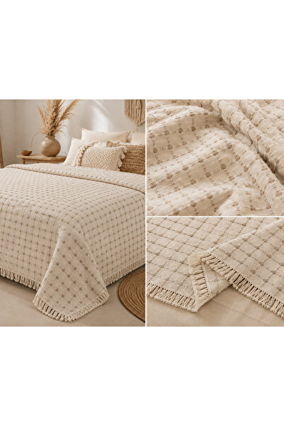 Calista home 100% Cotton Bohemian Style Pique Bedspread Single Size 180X220 cm