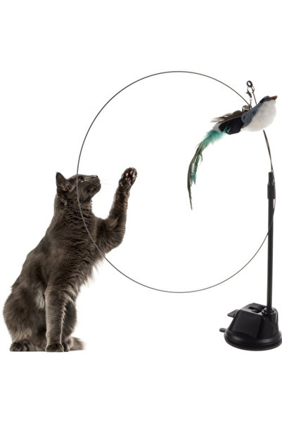 Purlov Cat Wand Toy with Suction Cup and Feather Bird