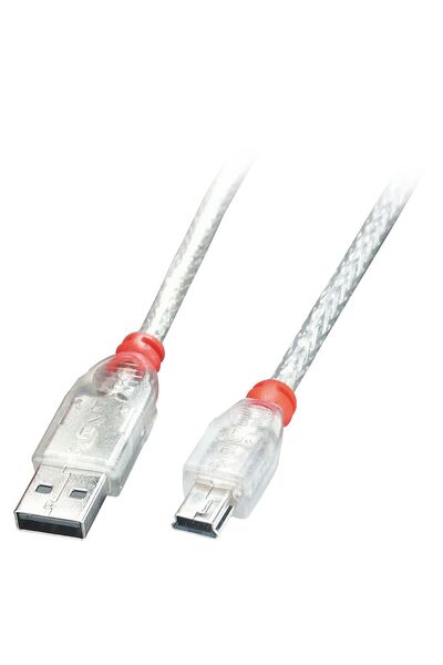 LİNDY Cablu USB 2.0 tip A/mini-B transparent tată/tată 5m
