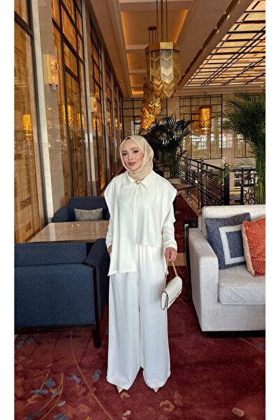 Shulee Pelerin Pantolon Takım – Ekru