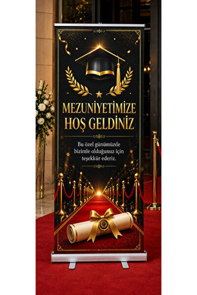 HiperAD Reklam Mezuniyetimize Hoş Geldiniz Roll Up Banner 85x200 cm | Mezuniy...