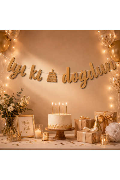 eğlencemarketi Kraft İyiki Doğdun Yazı Banner Doğum Günü Süsü Parti Dekoru