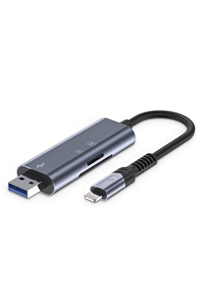 Tech-Protect ULTRABOOST CARD READER SD & MICRO SD LIGHTNING & USB GREY