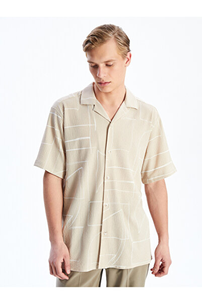 LC Waikiki Nevavm with Difference Regular Fit Short Sleeve Patterned Men's Shirt