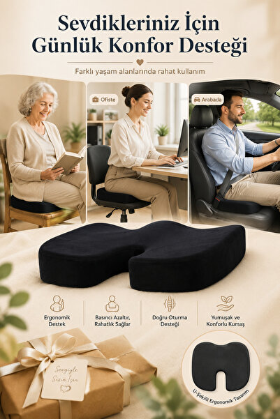 EpiRelax Visco Sitting Cushion for Long Sitting Periods Ergonomic Support Cus...