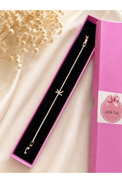Lilith Takı Elegant K Letter Stone Bracelet – Gold Color Minimal Sparkle Wome...