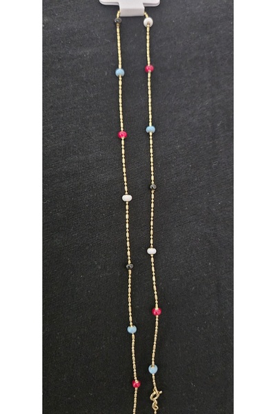XUPING JEWELRY 14K Renkli Boncuklu Dorika Zincir Kolye
