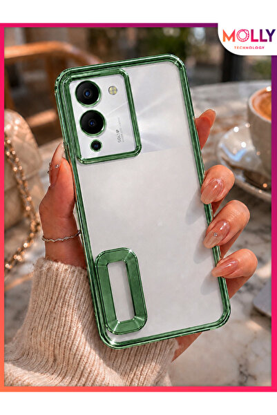 Molly İNFİNİX NOTE 12 G96 İçin Kenarları Metalik Yeşil Lens Koruyuculu Lou La...
