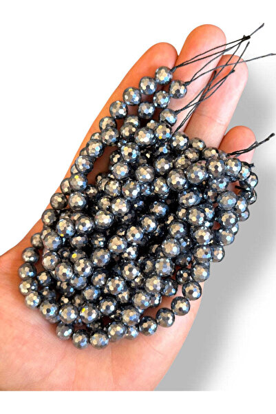 Bozhi Bead Set Faceted Hematite Natural Stone 8mm - Faceted Natural Stone