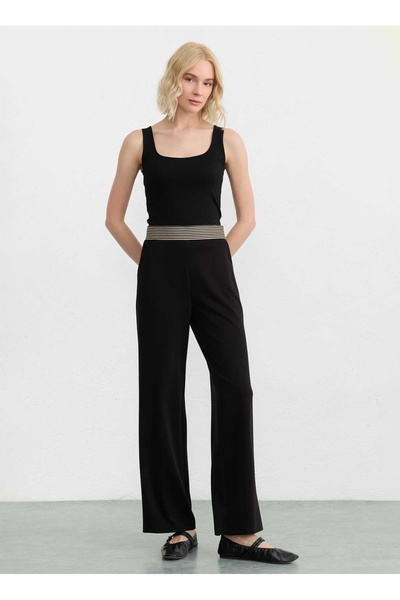 Selen Siyah Kadın Standart Fit Pantolon 26YSL5619