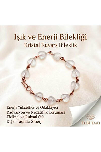Elbi Takı Aura Model Kristal Kuvars Kalp Bileklik