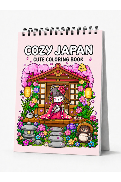 Cozy Japan Boyama Kitabı - Yetişkinler İçin Rahatlatıcı Boyama Kitabı - Mandala Boyama Kitabı