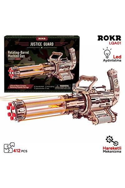 ROKR LQA01 AK-47 Rotating-Barrel Machine Gun DIY Minyatür Maket Model Seti Ah...
